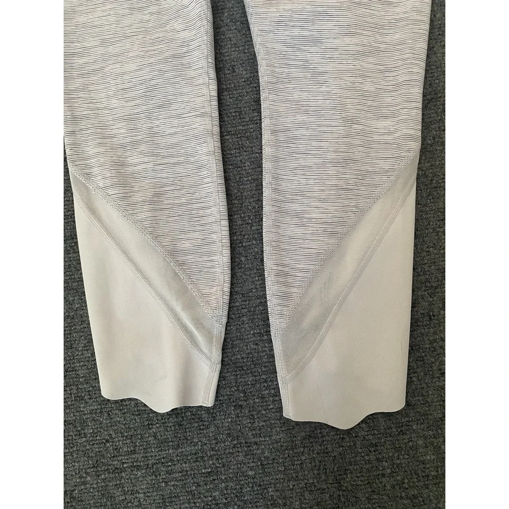 Lululemon Leggings Wunder Under Crop Scallop Hem Gray White Stripes No Tag